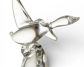 Lot 53
Steuben (American) Crystal 20th Cent., 'Flying Goose', H 8.75" L 10.75" Depth 4"