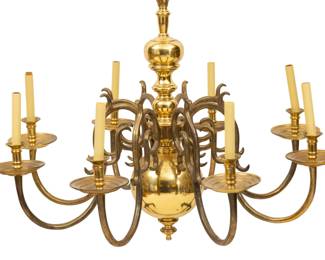 Lot 24
Dutch Baroque Style Brass Eight Light Chandelier, Ca. Mid 20th C.