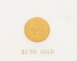 Lot 34
1914 D, $2.50 Gold Coin, Indian Head