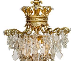 Lot 17
French Louis XVI Style Twelve Light Dore Bronze and Crystal Chandelier, Ca. 1920-30
