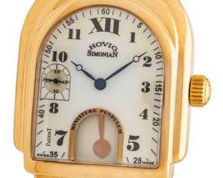Lot 9
Hovig Simonian (La Chaux-de-Fonds, Switzerland) 'Miniature Mystery Pendulum' 18kt Rose Gold Wristwatch, Ca. 2005