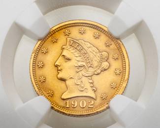 Lot 33
1902 $2.5 Liberty Head Gold Coin, AU Details