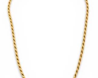 Lot 4
Italian 14k Yellow Gold Rope Chain Necklace