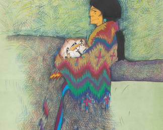 Lot 1038
Amado Maurilio Jr (American / Mexican and Yaqui Indian, B. 1943) Mixed Media on Paper, 2001, 'Mestizo Series: Colores Del Valle'