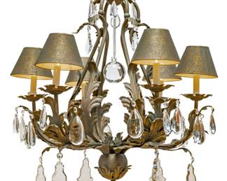 Lot 22
Patinated Metal Six Light Chandelier in an Acanthus Leaf Design, Late 20th C.