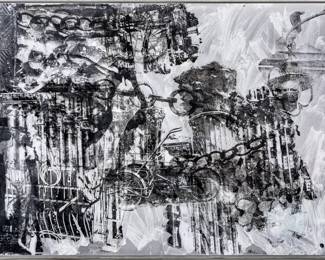 Lot 1004
Darryl Pottorf (American, B. 1952) Robert Rauschenberg (American) 1997, 'Guardian (Black & White)'