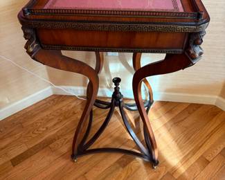 Side Table Eglomise Silver Mirror Top with Greek Key Design 35" high x 22" Square