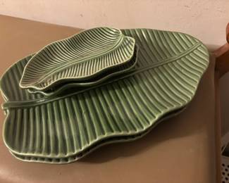 Bordallo Pinheiro Green Banana Leaf Serving Platters