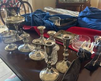 Sterling Silver Candlesticks and flatware