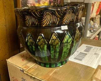 Antique Weller Art Nouveau Blended Majolica Jardiniere Planter