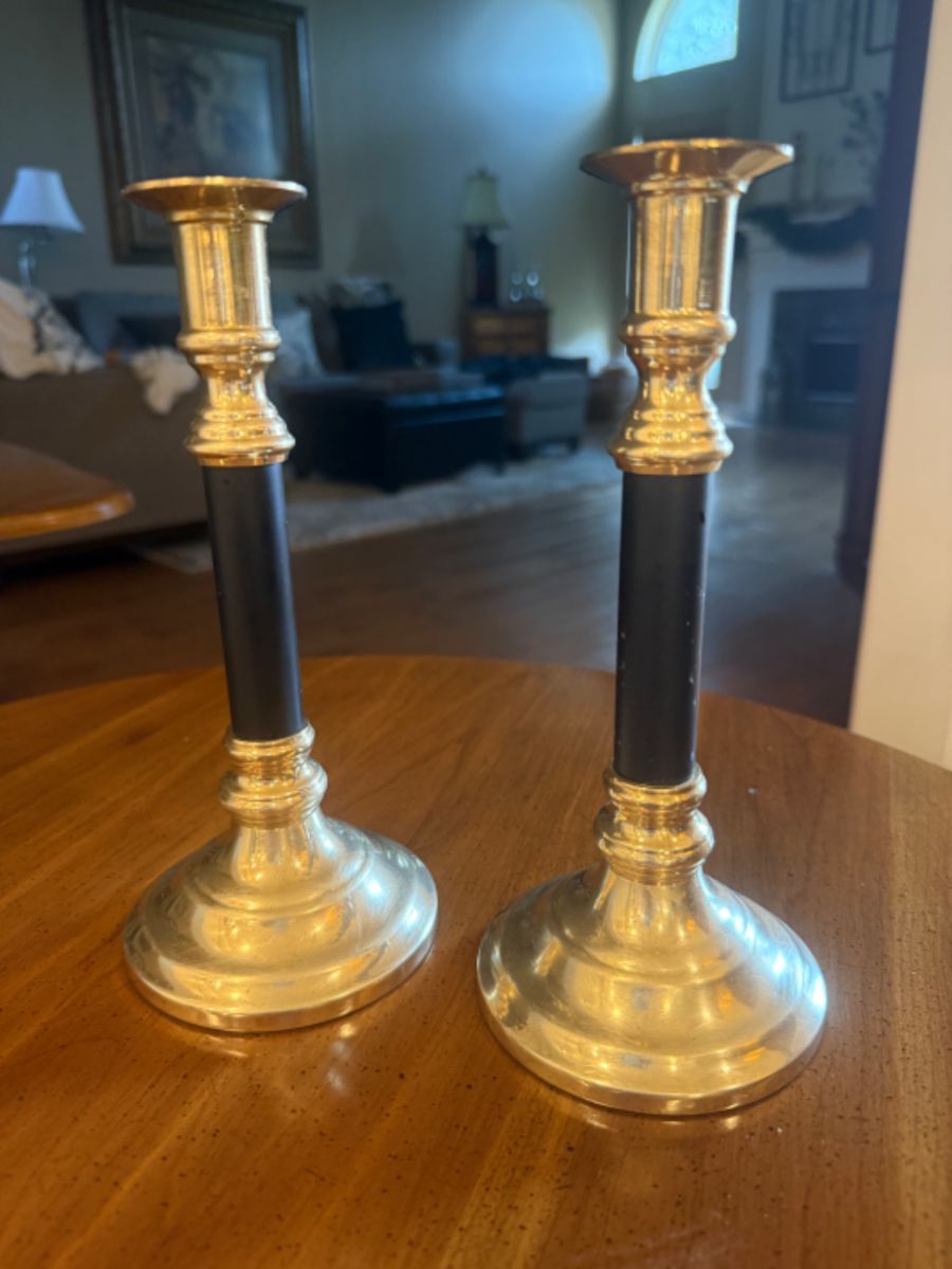 Beautiful brass and black candlesticks