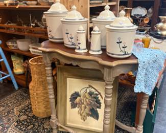 blue and white canister set