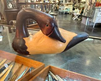vintage hand carved wooden goose decoy