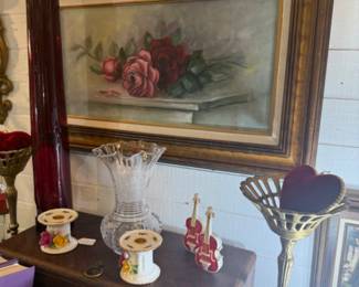 floral framed art, glass vases, and unique gift ideas