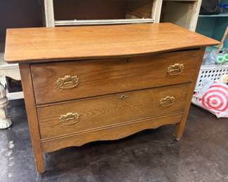 antique oak serpentine front dresser with original hardware