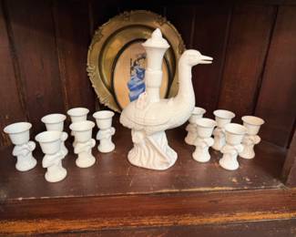 Vintage 12 piece Crane tea set with cups 