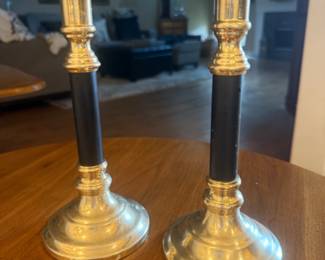 Beautiful brass and black candlesticks