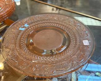 Vintage Indian Tiara Pink Depression Glass 10” plates 