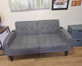 Loveseat with charging ports and cup holders