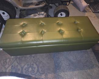 Green vinyl long ottoman bench