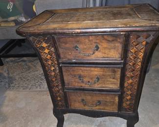 Three drawer bamboo nightstand