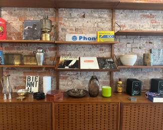 Cado  system filled with interesting mid-century items and books