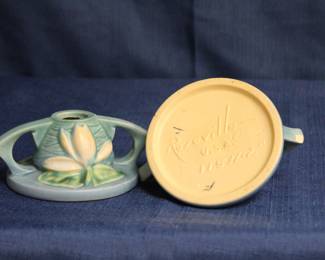 Roseville ceramic candle holders