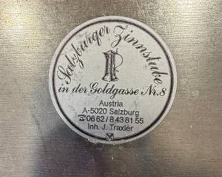 Salzburger Zinnmanufaktur Pewter Tray with Unser Tglich Brot (Our Daily Bread) inscription