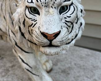 Large White Siberian Tiger Statue 