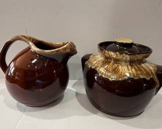 Pottery Drip Glaze Bean Pot and Pitcher Set
