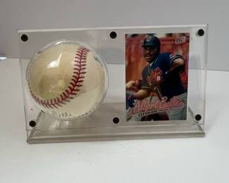 Albert Belle Signed Baseball and Card Display