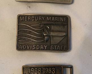Vintage Mercury Marine and Hot Wheels Belt Buckles