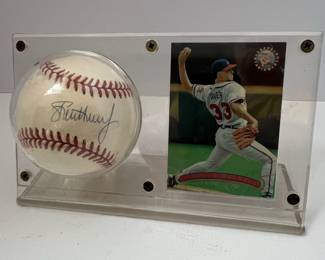 Steve Avery Signed Baseball and Card Display