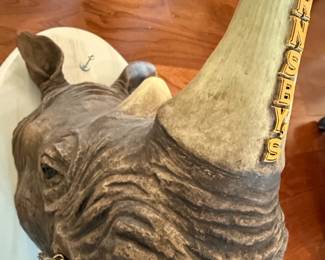 Hornsbys Hard Cider Rhino Head Wall Mount with Dress Code Sign
