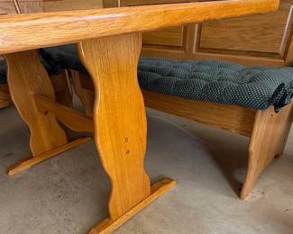 Oak Breakfast Nook Dining Set with Storage Benches