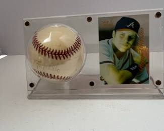 Signed Baseball and Card Display