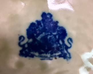 Victoria Ware Ironstone Blue Willow Pattern Inkwell and Tray Set