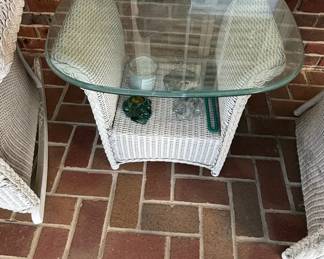 White Wicker Outdoor Furniture Set with Cushions