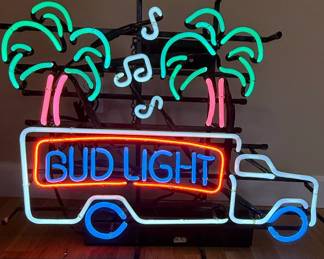 Bud Light Truck Palm Trees Neon Sign
