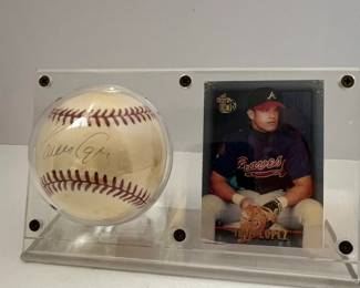 Lopez Signed Baseball and Trading Card