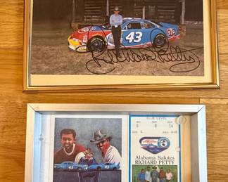 Richard Petty Autographed Photo and Alabama Salutes Richard Petty Event Ticket
