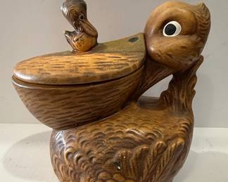 Ceramic Pelican Candy Dish with Baby Bird