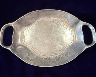 Salzburger Zinnmanufaktur Pewter Tray with Unser Tglich Brot (Our Daily Bread) inscription