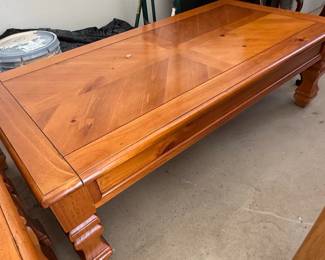 Wooden Coffee Table with Parquet Top