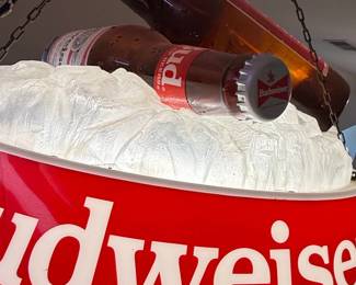 Vintage Budweiser King of Beers Bottles on Ice Hanging Pool Table Light