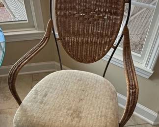 Glass Top Dining Set with Wicker Accents