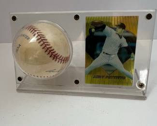 Andy Pettitte Autographed Ball and Baseball Card