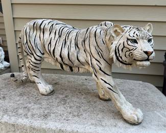 Large White Siberian Tiger Statue 
