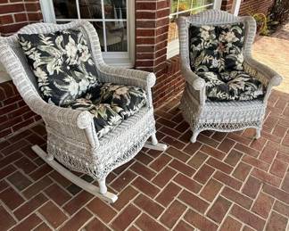 White Wicker Outdoor Furniture Set with Cushions