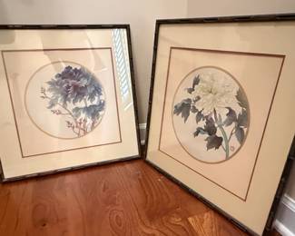 Pair of Chinese Watercolor Peony Prints